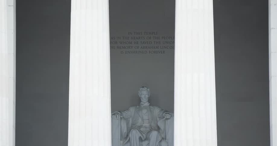 A bird flies past the lincoln memorial