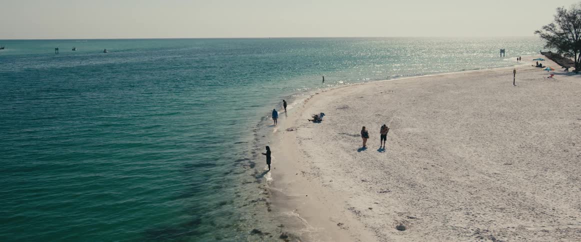 Aerial view of people standing on a beach