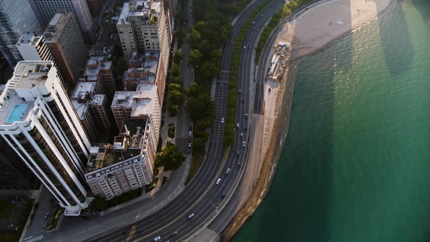 Birds eye view of Chicago Lake Shore Drive