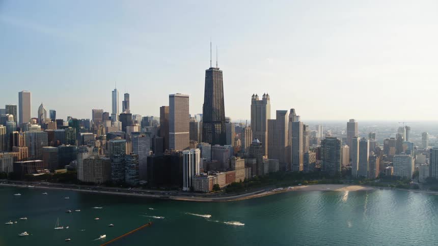 An aerial view of Chicago downtown