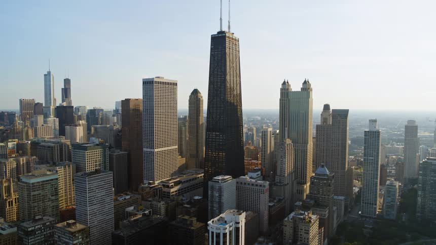 Aerial view of Chicago skyline from a distance