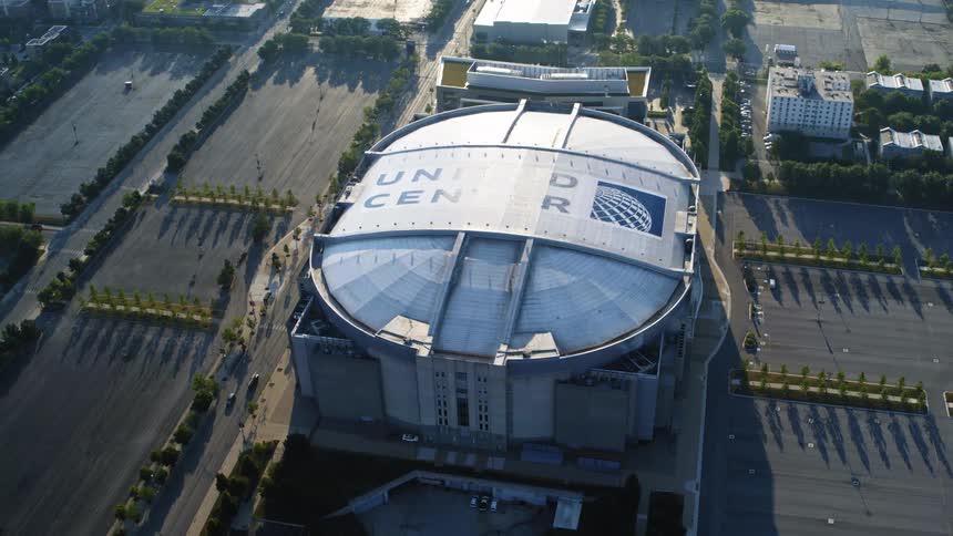 Empty parking lots at Chicago United Center