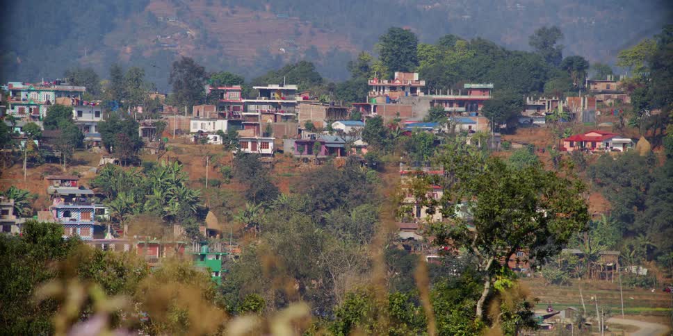 Houses on a third world country slum in the hills near the mountains