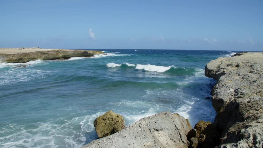 Ocean waves are moving towards the coast