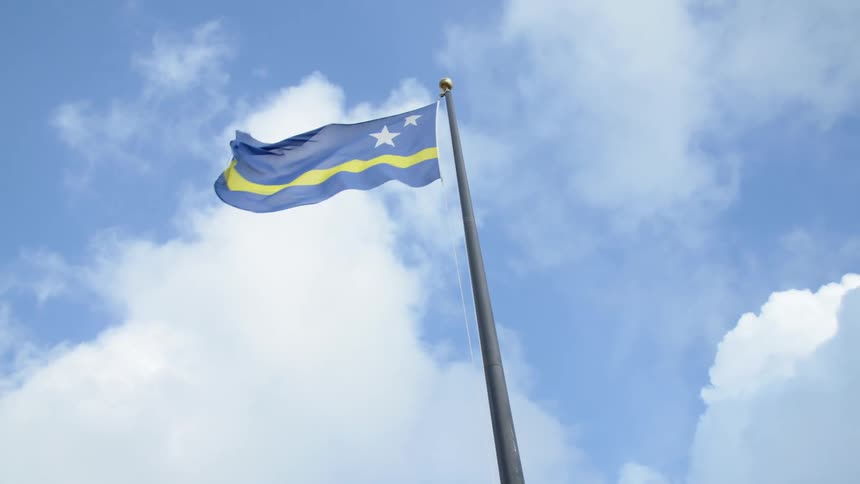 A flag is blowing in the wind