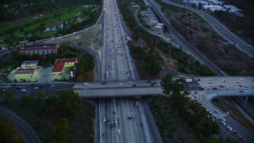 Aerial shot of a busy highway