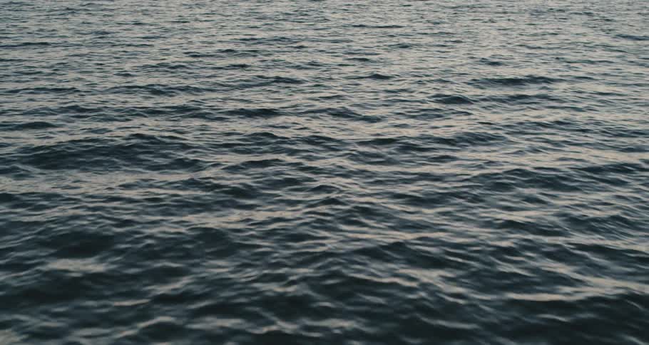 Aerial view of the calm waters of a lake at sunset