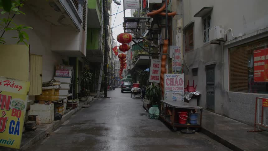 Closed shops and markets in a an alley