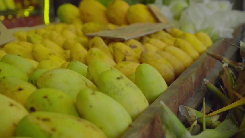 Rows of fruit for sale in a market