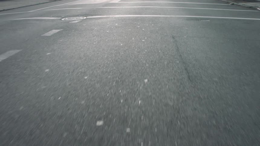 Moving down a road on a sunny day