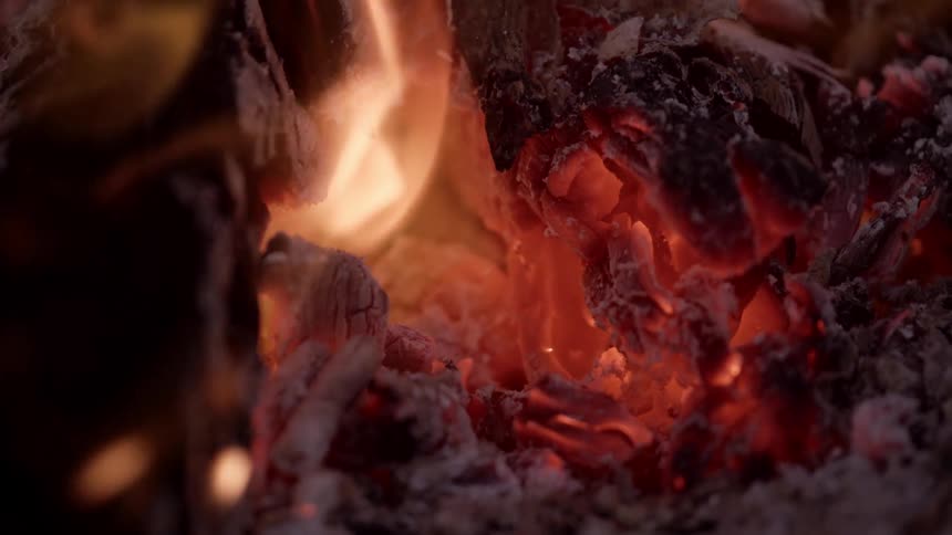Close up of flames burning in a fire