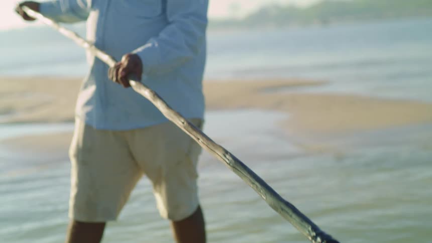 A man fishing for crab