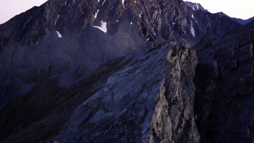 An aerial view of a mountain range