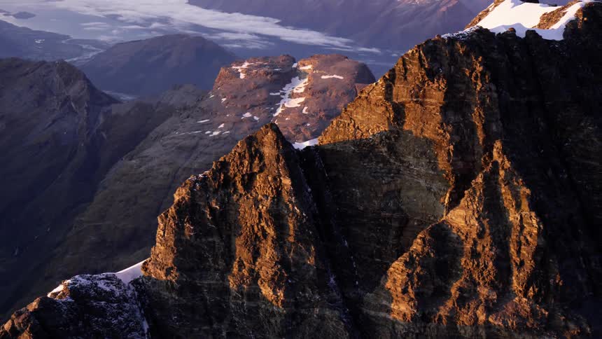 An aerial view of a mountain range