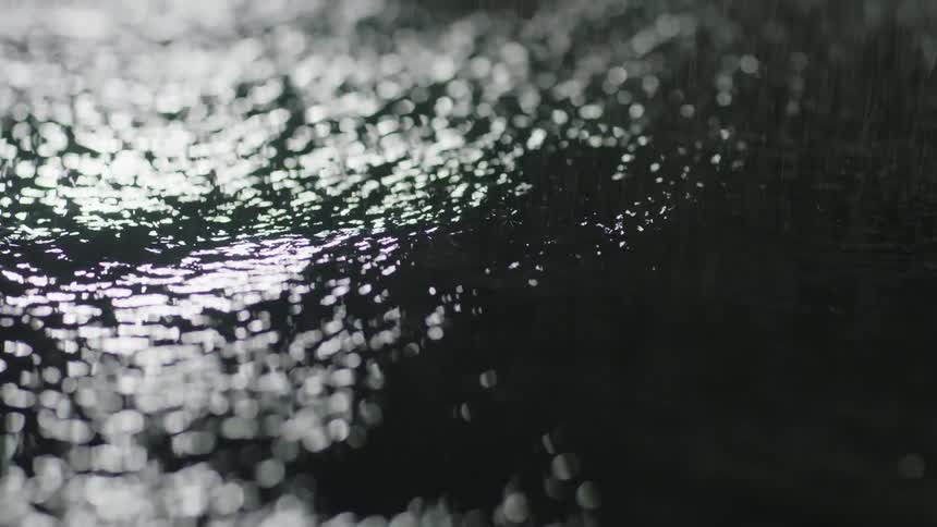 Rain falling in a lake