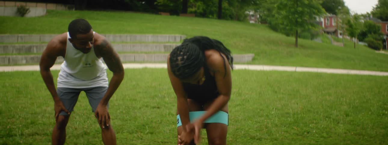 People are working out together in the park