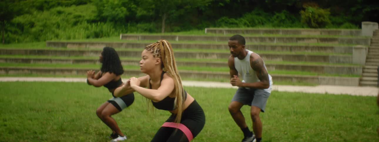 Three women are working out