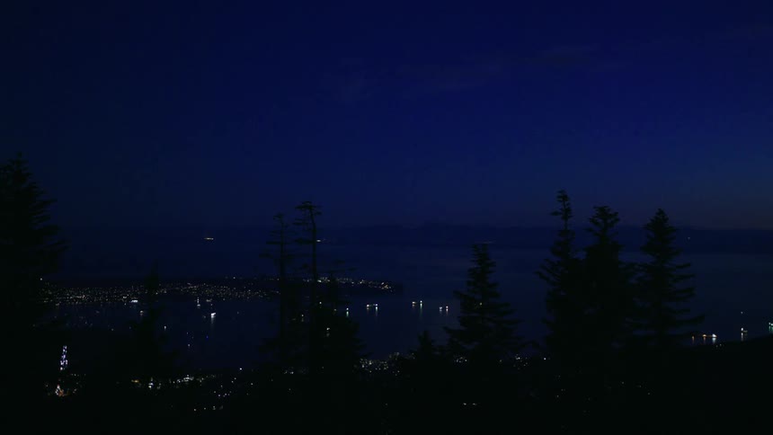 The city is lit at night