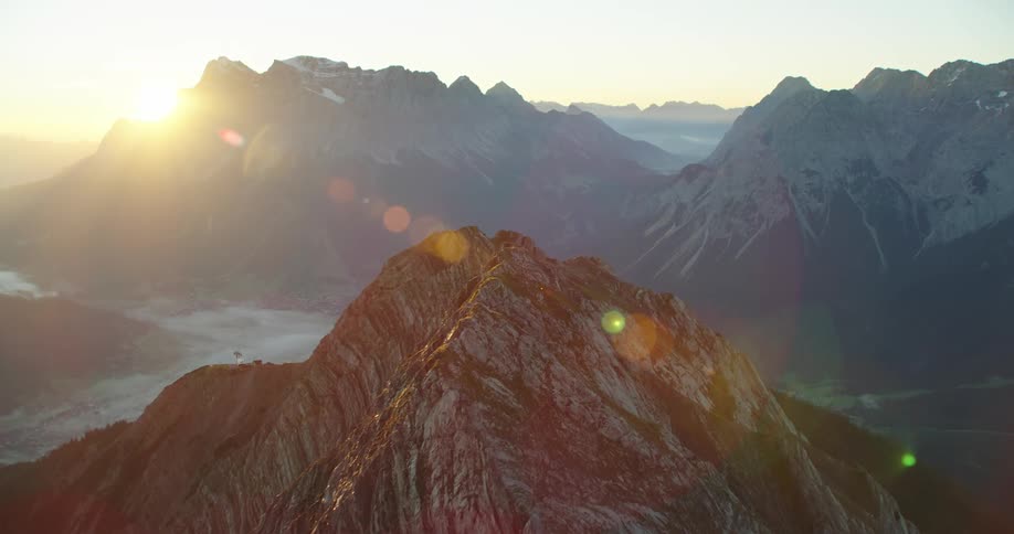 Mountains and mountain peaks in the sunlight
