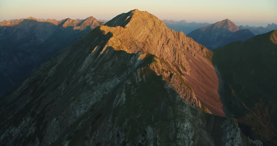 An aerial view of a mountain range