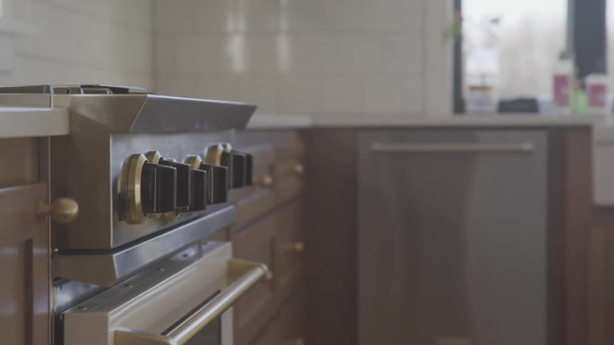 A front of an oven in a home kitchen