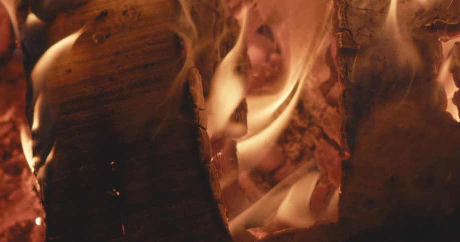 Bonfire burns in macro slomo