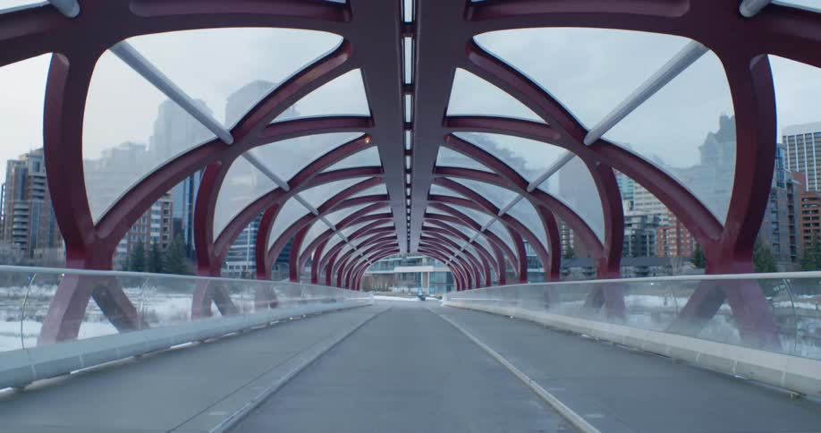 Empty peace bridge in calgary alberta canada during lockdown as a precaution against coronavirus