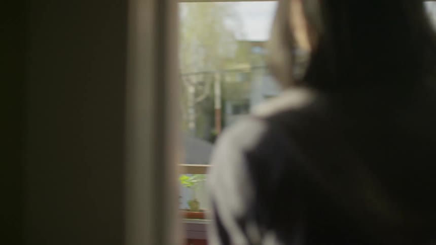 Two women are walking through a house then walk to the balcony
