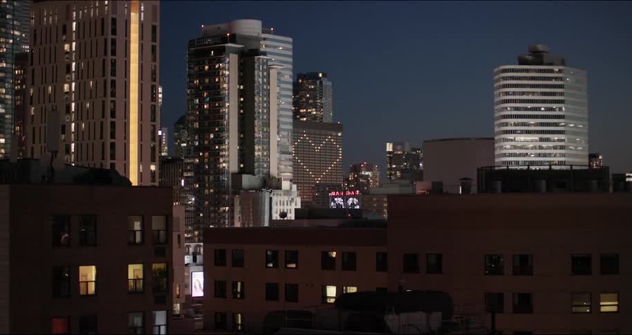 City lights illuminate the night in an urban area