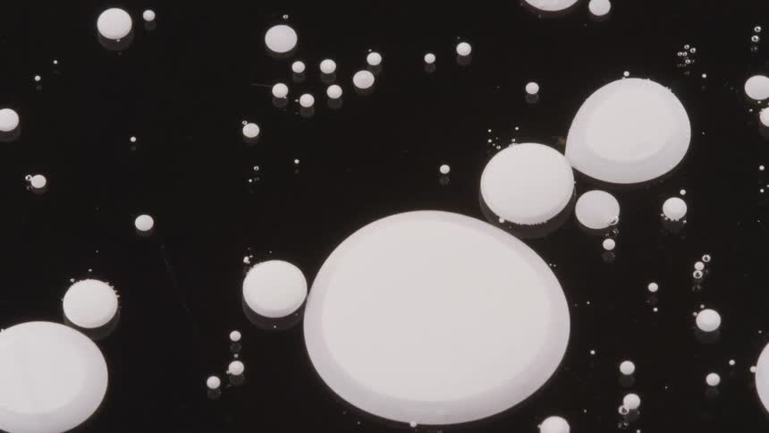 Abstract colorful black and white paint ink liquid blobs with movement