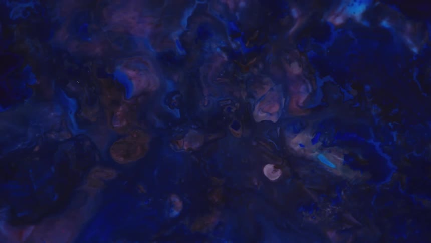 Flowing black and blue liquid