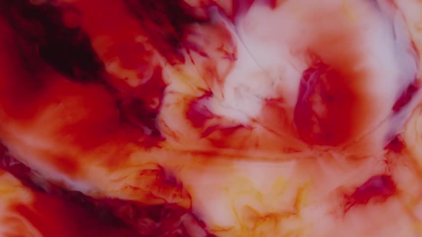 Reds blend with creamy white in swirls