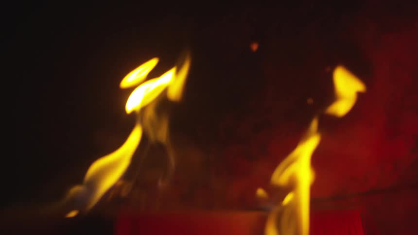 Flames rising as a fire burns