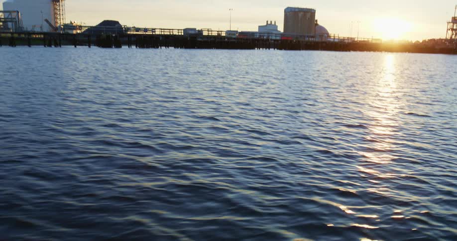 A factory on the shore