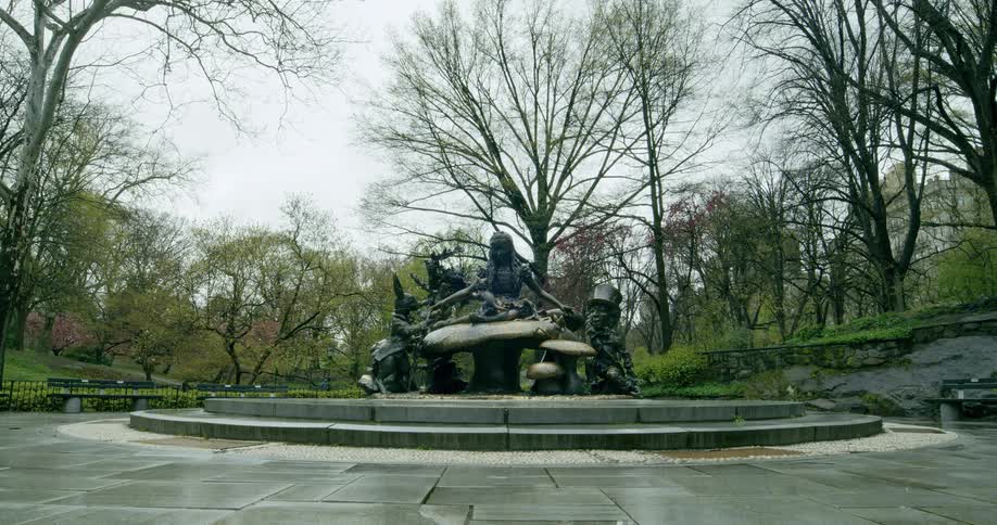 Bronze statue of alice in wonderland in central park new york