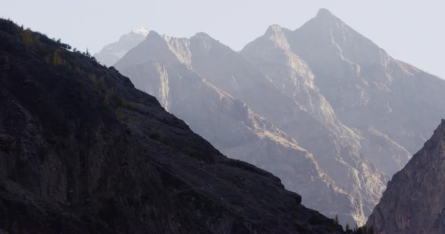 A mountain is displayed at midday