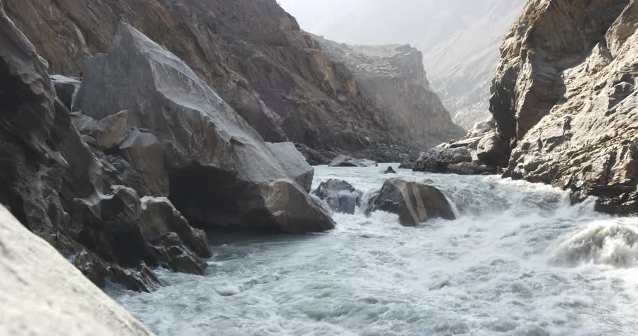 Turbulent waters on the rocks of a rivers rapids