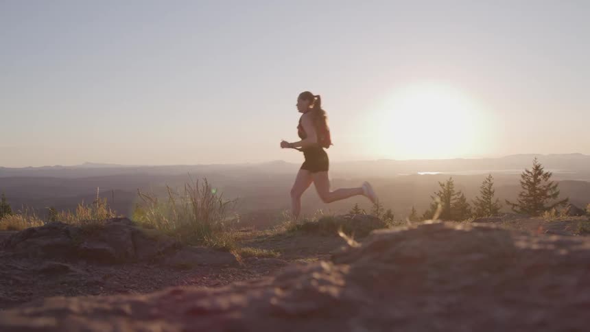A woman running outdoors