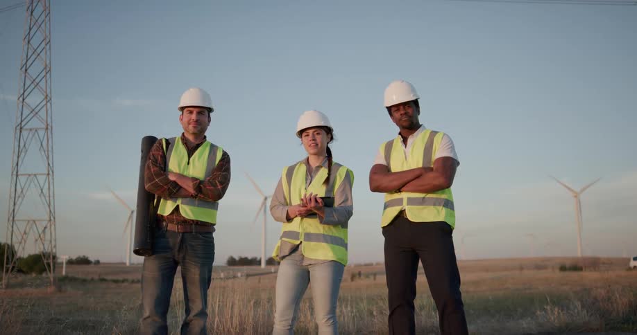 A group of construction workers are in a rural area