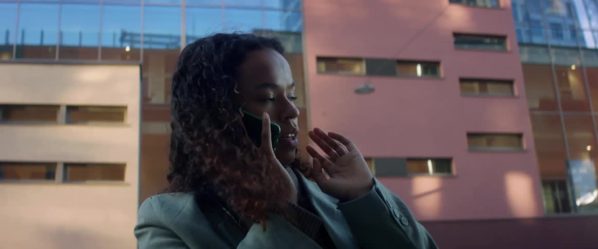 A woman is talking on a cellphone