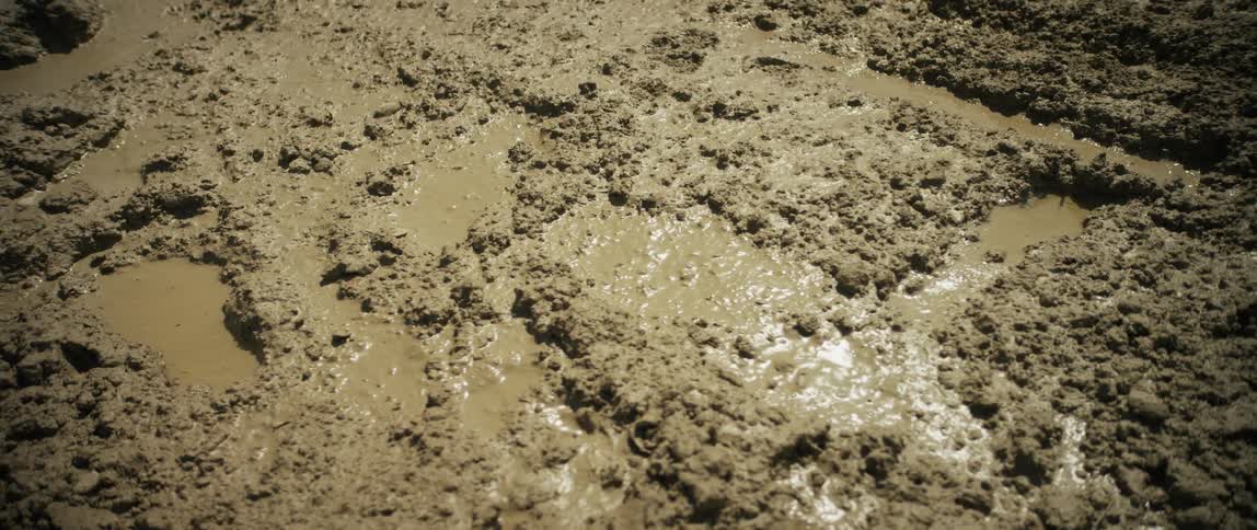 A close up of mud