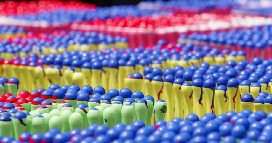 Bunches of colored tubes sit together