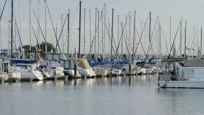 Boats floating in a harbor on a summer day