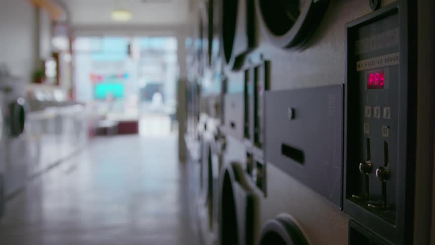 Interior of laundromat