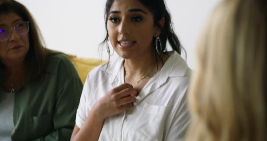 Women having discussion at book club
