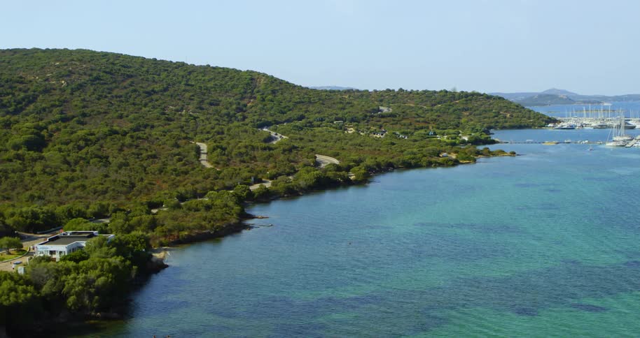 An island near water and boats