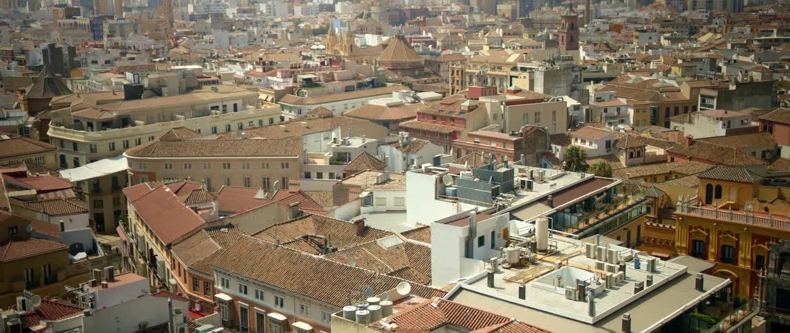 The city is full of homes and buildings