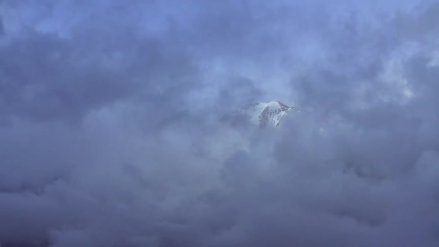 Clouds are covering the mountain range