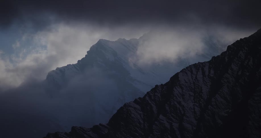 Aerial view of mountains is displayed