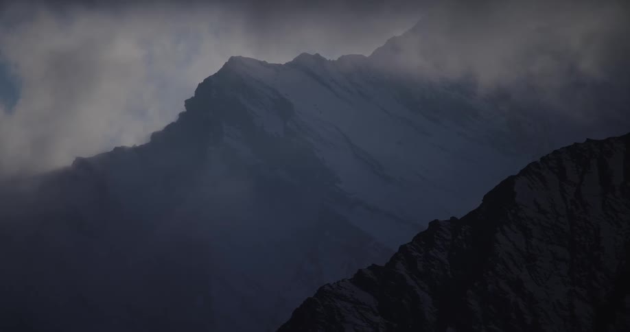 Aerial view of mountains are displayed